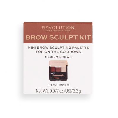 Makeup Revolution London Brow Sculpt Kit Zestawy i palety do brwi dla kobiet 2,2 g Odcień Medium Brown