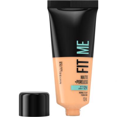 Maybelline Fit Me! Matte + Poreless Podkład dla kobiet 30 ml Odcień 124 Soft Sand