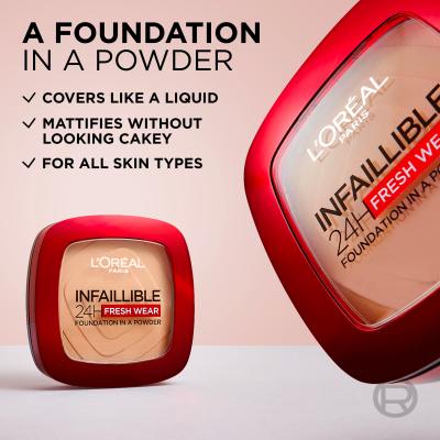 L&#039;Oréal Paris Infaillible 24H Fresh Wear Foundation In A Powder Podkład dla kobiet 9 g Odcień 180 Rose Sand