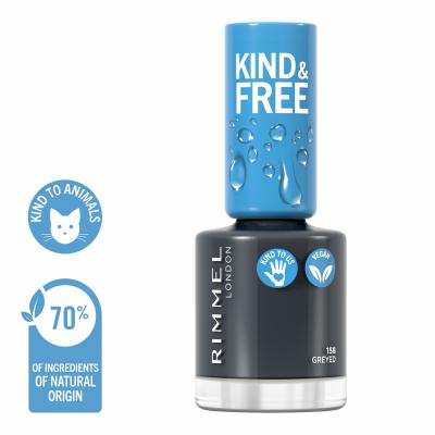 Rimmel London Kind &amp; Free Lakier do paznokci dla kobiet 8 ml Odcień 158 All Greyed Out