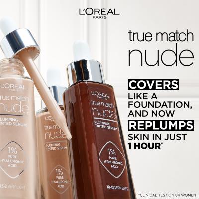 L&#039;Oréal Paris True Match Nude Plumping Tinted Serum Podkład dla kobiet 30 ml Odcień 2-3 Light