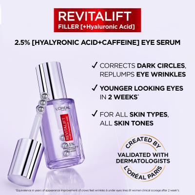 L&#039;Oréal Paris Revitalift Filler HA 2,5% Serum pod oczy dla kobiet 20 ml