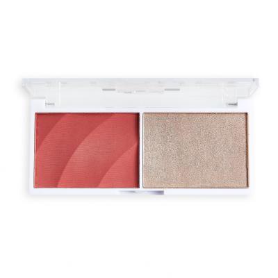 Revolution Relove Colour Play Blushed Duo Blush &amp; Highlighter Paletka do konturowania dla kobiet 5,8 g Odcień Cute