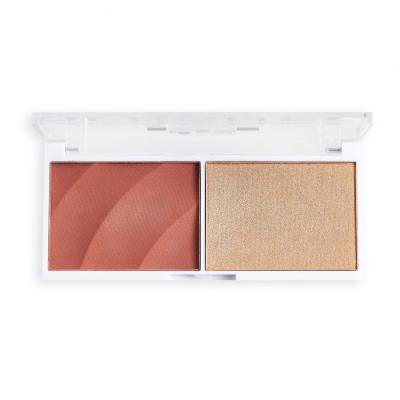 Revolution Relove Colour Play Blushed Duo Blush &amp; Highlighter Paletka do konturowania dla kobiet 5,8 g Odcień Kindness