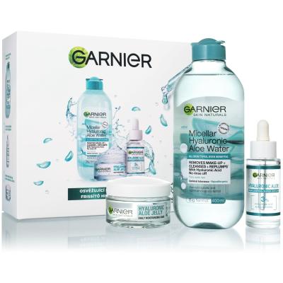 Garnier Skin Naturals Hyaluronic Aloe Zestaw żel do twarzy na dzień 50 ml + woda micelarna 400 ml + serum do twarzy 30 ml