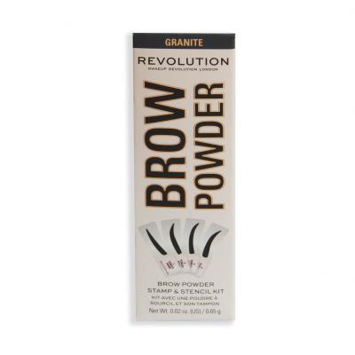 Makeup Revolution London Brow Powder Stamp &amp; Stencil Puder do brwi dla kobiet 0,65 g Odcień Granite