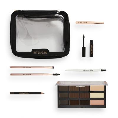 Makeup Revolution London The Everything Brow Kit Zestaw Paletka do brwi 13,8 g + pomada do brwi 0,12 g + kredka do brwi 1,15 g + żel do brwi 3,5 ml + pęseta + pędzel kosmetyczny 2 szt. + kosmetyczka