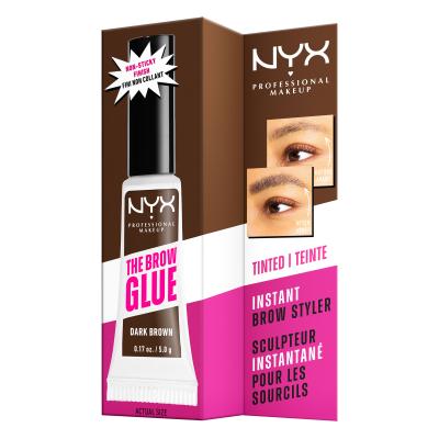 NYX Professional Makeup The Brow Glue Instant Brow Styler Żel i pomada do brwi dla kobiet 5 g Odcień 04 Dark Brown