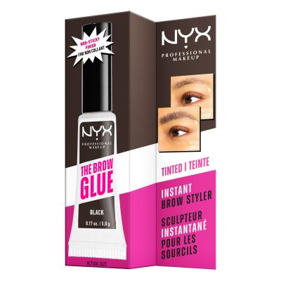 NYX Professional Makeup The Brow Glue Instant Brow Styler Żel i pomada do brwi dla kobiet 5 g Odcień 05 Black