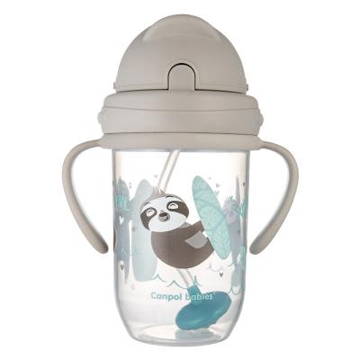 Canpol babies Exotic Animals Non-Spill Expert Cup With Weighted Straw Grey Kubek dla dzieci 270 ml