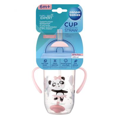 Canpol babies Exotic Animals Non-Spill Expert Cup With Weighted Straw Pink Kubek dla dzieci 270 ml