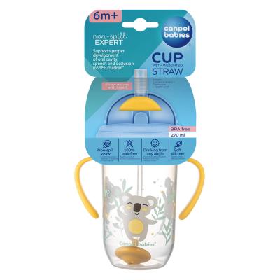 Canpol babies Exotic Animals Non-Spill Expert Cup With Weighted Straw Yellow Kubek dla dzieci 270 ml