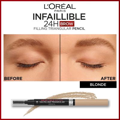 L&#039;Oréal Paris Infaillible Brows 24H Filling Triangular Pencil Kredka do brwi dla kobiet 1 ml Odcień 07 Blonde