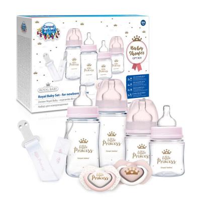 Canpol babies Royal Baby Set Little Princess Zestaw Butelka Anti-Colic 2 x 240 ml + Butelka Anti-Colic 2 x 120 ml + smoczek 2 x 0-6m + wstążka do smoczka