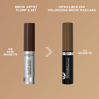 L&#039;Oréal Paris Infaillible Brows Volumizing Eyebrow Mascara Tusz do brwi dla kobiet 4,4 ml Odcień 3.0 Brunette