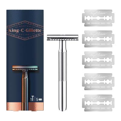 Gillette King C. Double Edge Safety Razor Maszynka do golenia dla mężczyzn Zestaw