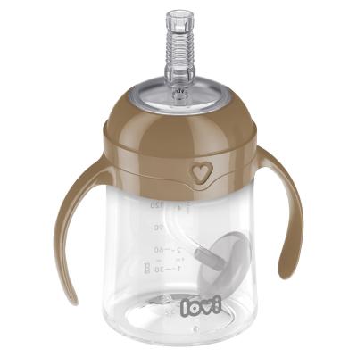 LOVI First Cup With Weighted Straw Brown 6m+ Kubek dla dzieci 150 ml