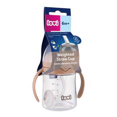 LOVI First Cup With Weighted Straw Brown 6m+ Kubek dla dzieci 150 ml