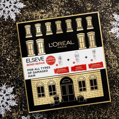 L&#039;Oréal Paris Elseve Bond Repair Zestaw szampon Elseve Bond Repair Shampoo 200 ml + pielęgnacja przed szamponem Elseve Bond Repair Pre-Shampoo 200 ml + odżywka Elseve Bond Repair Balm 150 ml