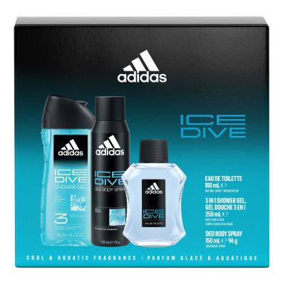 Adidas Ice Dive Zestaw woda toaletowa 100 ml + dezodorant 150 ml + żel pod prysznic 250 ml