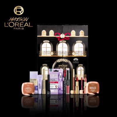 L&#039;Oréal Paris Maison Advent Calendar Zestaw tusz do rzęs 8 ml + kredka do ust 1,2 g + róż 9 g + pomadka 5 ml + eyeliner 0,4 g + pomadka 3,6 g + maska na oczy 11 g + kredka do ust 1,2 g + bronzer 9 g + eyeliner 3 ml + krem pod oczy 15 ml + pomadka 4,8 g