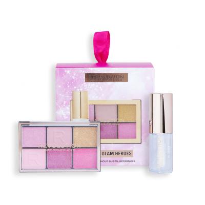 Makeup Revolution London Mini Soft Glam Heroes Gift Set Zestaw paletka cieni do powiek Mini Reloaded Palette 4,2 g Heartbreaker Pink + błyszczyk do ust Pout Bom Lip Gloss 4 ml Glaze