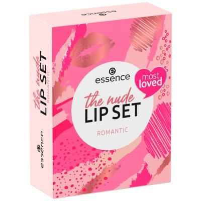 Essence The Nude Lip Set Zestaw pomadka Hydrating Nude Lipstick 3,5 g 301 Romantic + kredka do ust Soft &amp; Precise Lip Pencil 0,78 g 301 Romantic + błyszczyk What The Fake! Plumping Lip Filler 4,2 ml 01 Oh My Plump!