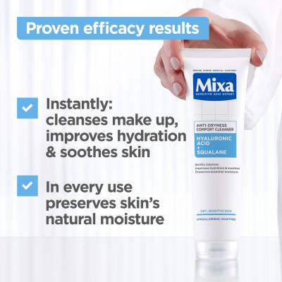 Mixa Hyaluronic Acid + Squalane Anti-Dryness Comfort Cleanser Żel oczyszczający dla kobiet 150 ml