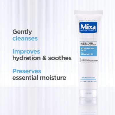 Mixa Hyaluronic Acid + Squalane Anti-Dryness Comfort Cleanser Żel oczyszczający dla kobiet 150 ml