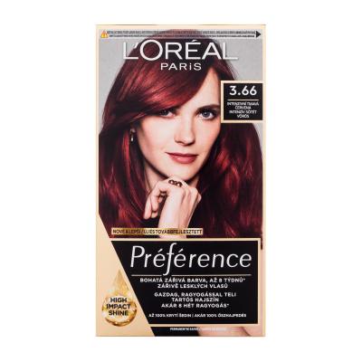 L&#039;Oréal Paris Préférence Farba do włosów dla kobiet 60 ml Odcień 3.66/P37 Uszkodzone pudełko