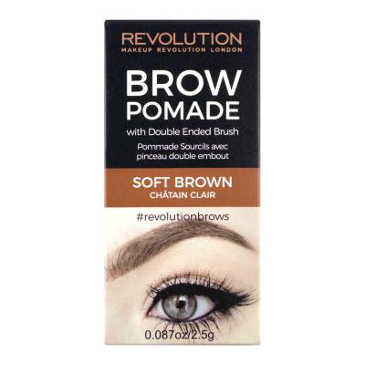 Makeup Revolution London Brow Pomade With Double Ended Brush Żel i pomada do brwi dla kobiet 2,5 g Odcień Soft Brown