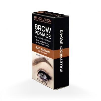 Makeup Revolution London Brow Pomade With Double Ended Brush Żel i pomada do brwi dla kobiet 2,5 g Odcień Soft Brown