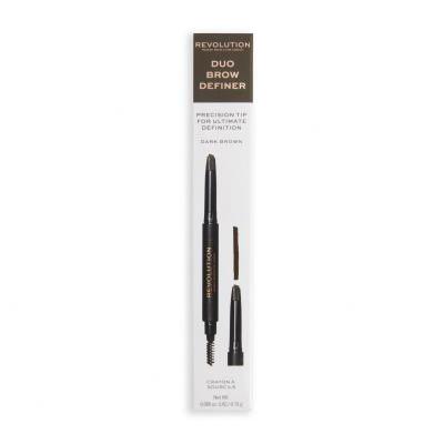 Makeup Revolution London Duo Brow Definer Kredka do brwi dla kobiet 0,15 g Odcień Dark Brown