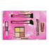 Makeup Revolution London Blush & Glow Gift Set Zestaw paletka rozświetlająca Highlighter Quad 9,6 g Make It Count + rozświetlacz Bright Light Highlighter 3 ml Divine Dark Pink + pędzel kosmetyczny 2 sztuki + róż do policzków Superdewy Liquid Blush 15 ml Flushing For You + róż i rozświetlacz Fast Bas