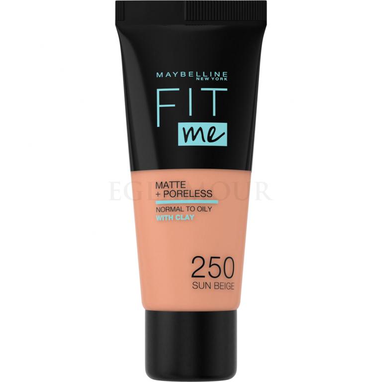 Maybelline Fit Me! Matte + Poreless Podkład dla kobiet 30 ml Odcień 250 Sun Beige