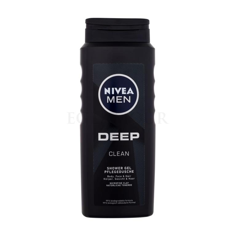 Nivea Men Deep Clean Body, Face &amp; Hair Żel pod prysznic dla mężczyzn 500 ml