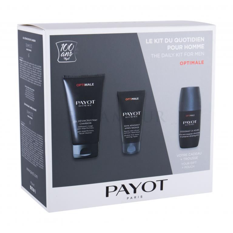 PAYOT Homme Optimale Zestaw Oczyszczający żel do twarzy 50 ml + balsam do twarzy 50 ml + dezodorant 75 ml + kosmetyczka