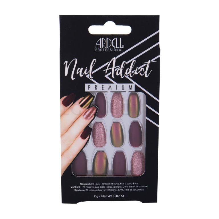 Ardell Nail Addict Premium Sztuczne paznokcie dla kobiet Odcień Red Cateye Zestaw