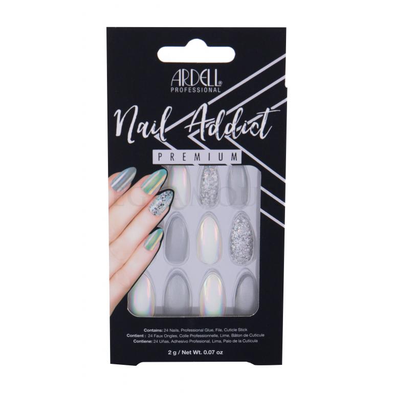 Ardell Nail Addict Premium Sztuczne paznokcie dla kobiet Odcień Holographic Glitter Zestaw