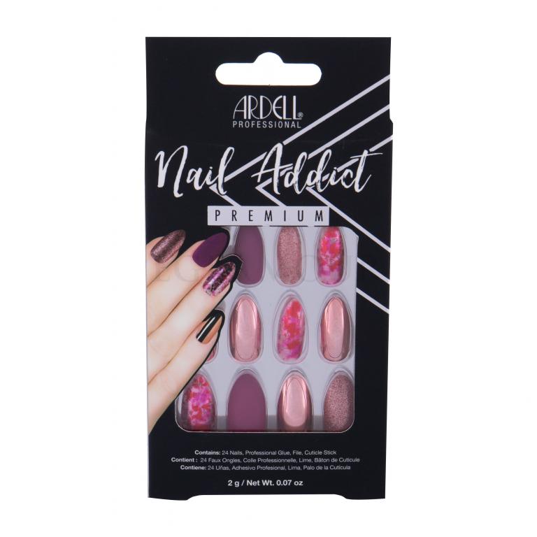 Ardell Nail Addict Premium Sztuczne paznokcie dla kobiet Odcień Chrome Pink Foil Zestaw