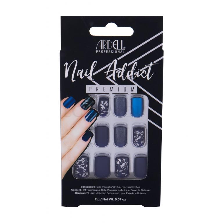 Ardell Nail Addict Premium Sztuczne paznokcie dla kobiet Odcień Matte Blue Zestaw