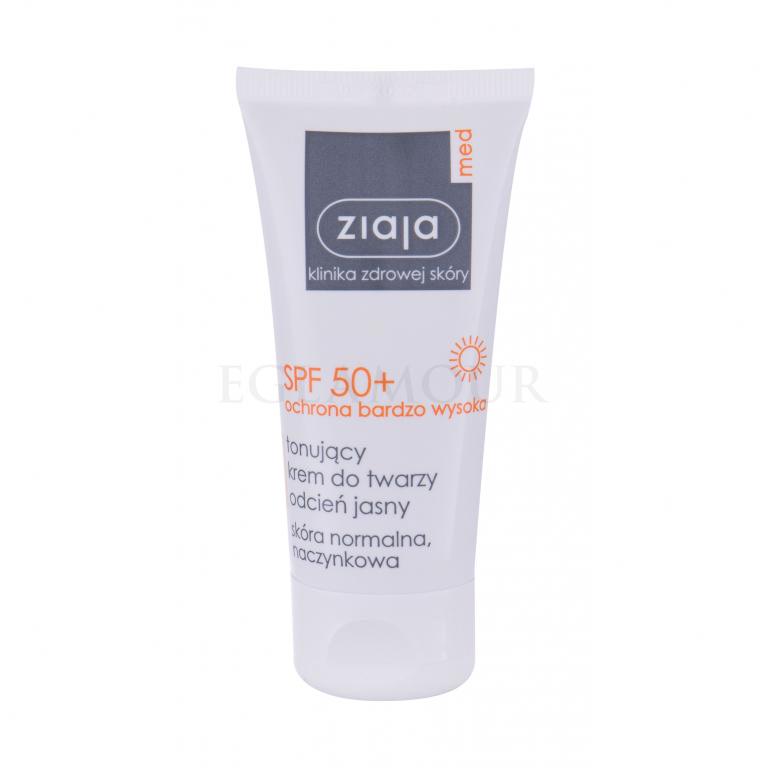 Ziaja Med Protective Tinted SPF50+ Preparat do opalania twarzy dla kobiet 50 ml Odcień Light