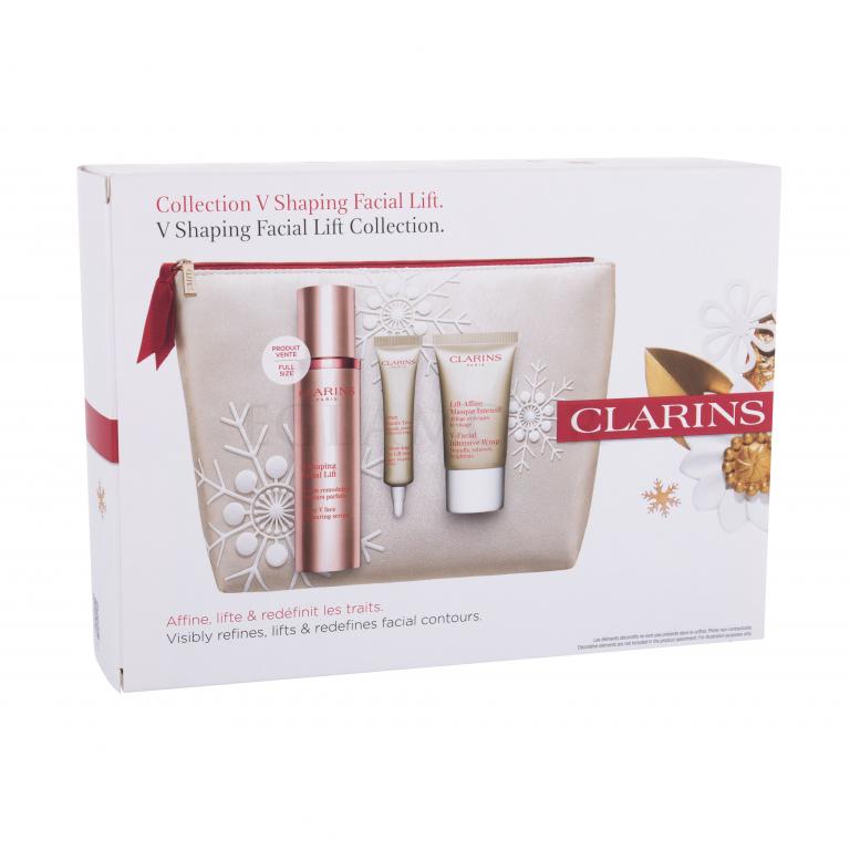 Clarins V Shaping Facial Lift Zestaw Serum do twarzy 50 ml + Serum pod oczy Enhancing Eye Lift 7 ml + Maseczka do twarzy V-Facial Intensive Wrap 15 ml + Kosmetyczka