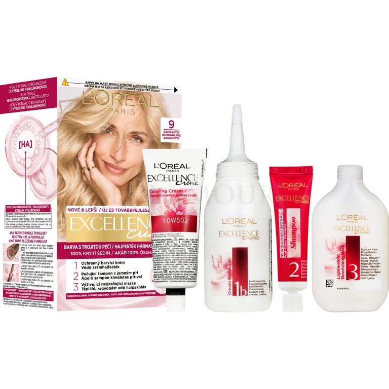 L&#039;Oréal Paris Excellence Creme Triple Protection Farba do włosów dla kobiet 48 ml Odstín 9 Natural Light Blonde