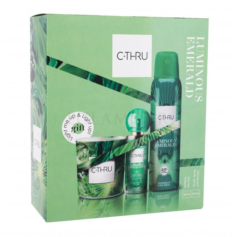 C-THRU Luminous Emerald Zestaw Edt 30 ml + Dezodorant 150 ml + Świeczka