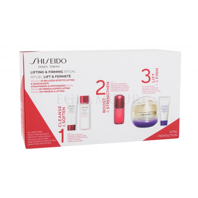 Shiseido Vital Perfection Uplifting and Firming Cream Zestaw Krem na dzień Vital Perfection Uplifting and Firming Cream 50 ml + Pianka do mycia Clarifying Cleansing Foam 15 ml + Mleczko do twarzy Treatment Softener 30 ml + Serum do twarzy Ultimune Power Infusing Concentrate 10 ml + Krem na noc Vital