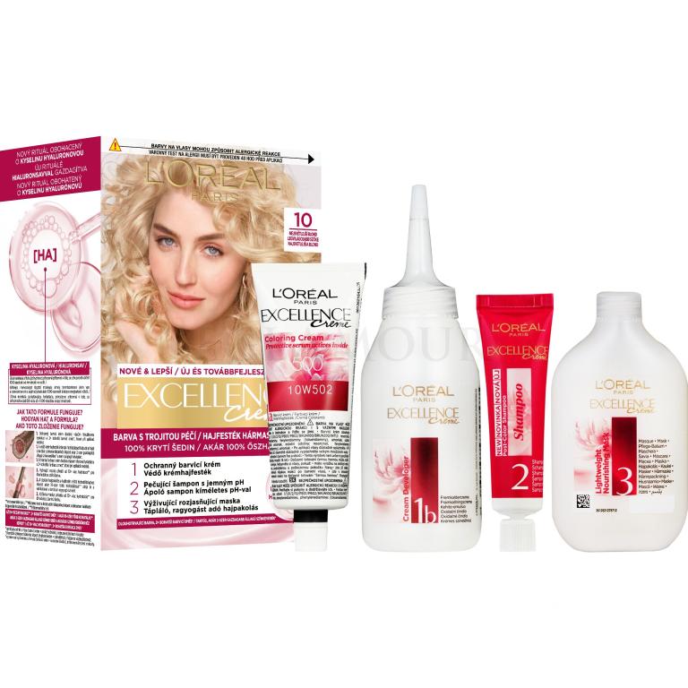 L&#039;Oréal Paris Excellence Creme Triple Protection Farba do włosów dla kobiet 48 ml Odcień 10 Lightest Ultimate Blonde