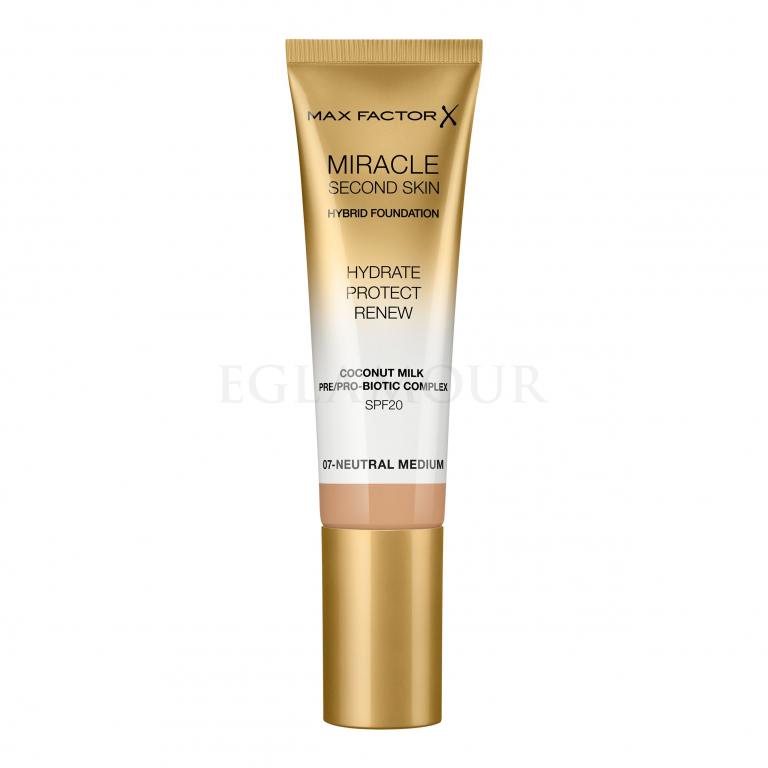 Max Factor Miracle Second Skin SPF20 Podkład dla kobiet 30 ml Odcień 07 Neutral Medium