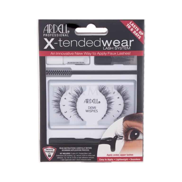 Ardell X-Tended Wear Lash System Demi Wispies Sztuczne rzęsy dla kobiet Odcień Black Zestaw