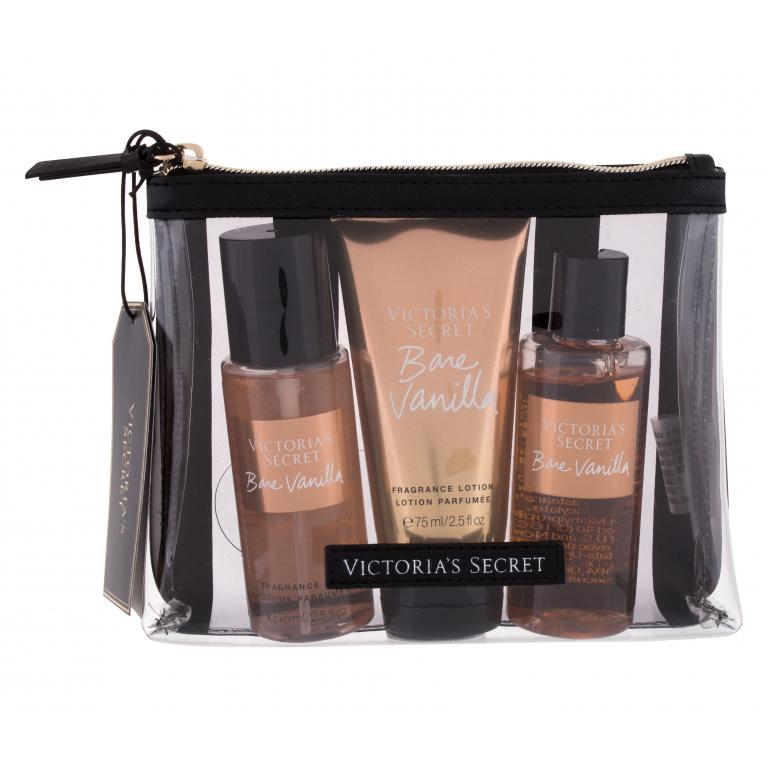 Victoria´s Secret Bare Vanilla Zestaw Odżywczy spray do ciała 75 ml + mleczko do ciała 75 ml + żel pod prysznic 89 ml + kosmetyczka